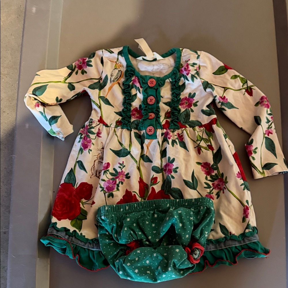 Matilda Jane Floral Dress with Green Accents